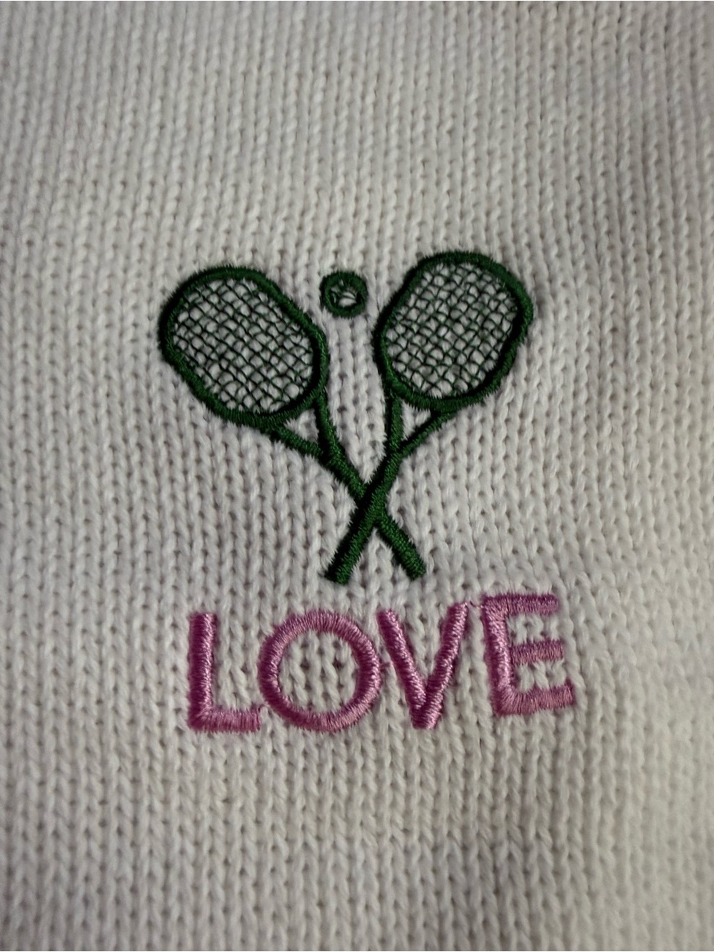 NWT BRIT.NY Tennis Love Embroidered Cotton Sweater & Scrunchie Set S - Picture 3 of 11